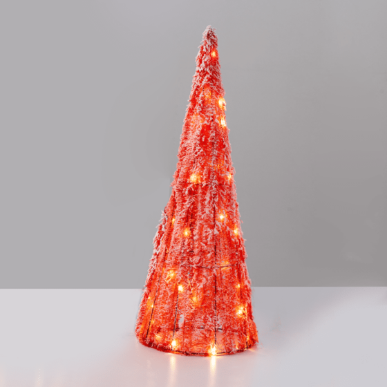 "Red Tinsel Cone Tree" 30 Mini Ww Led Λαμπ. Μπατ. 3Χαα