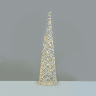 "White & Silver Cone Tree" 40 Mini Ww Led Λαμπ. Μπατ. 3Χαα