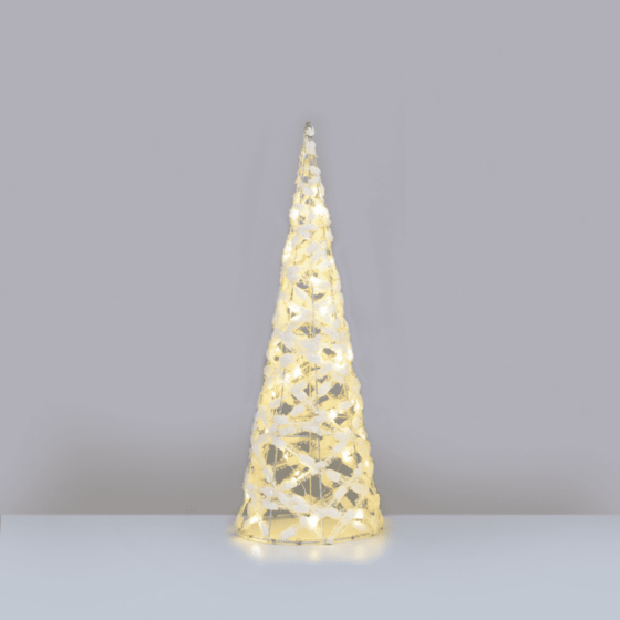 "White Cotton Thread Cone Tree" 40 Mini Ww Led Λαμπ. Μπατ. 3Χαα