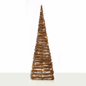 "Natural Rattan Cone Tree" 50 Mini Ww Led Λαμπ. Μπατ. 3Χαα