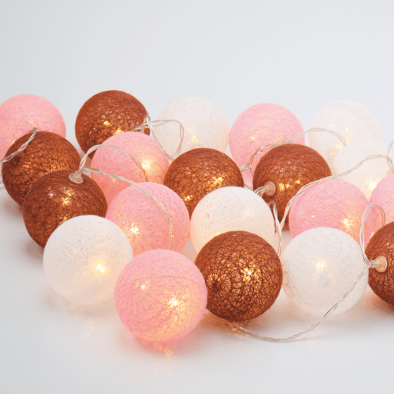 “Woven Ball Fairy Lights” Poz & Ασπρη Μπαλα 20 Led Λαμπακ Σειρα Μπαταρ(2Xαα) Θερμο Λευκο Ip20