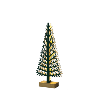 “Wooden Xmas Tree Light” Πρασινο Δεντρο-Μικρο 5 Led Λαμπακ Μπαταρ(2Xaaa) Θερμο Λευκο Ip20 14X5X32Cm