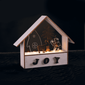 "Wooden Houses" 6 Led Λαμπακ Μπαταρ(2Xaaa) Γκρι Ξυλο Θερμο Λευκο Ip20 27.8X6.5X24.5Cm