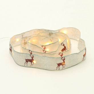 White Ribbon With Reindeers 20 Led Λαμπ.χαλκου Ww Ασημι Καλ. Μπατ:2Xaa(Δεν Περιλ) Ip20 2M 30Cm 1.2W