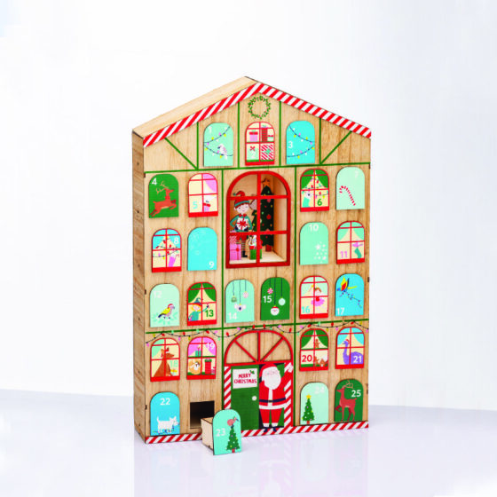 Wooden House Calendar With Drawers Διακοσμητικο 39X8.5X60Cm