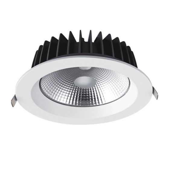 Led Λευκο Χωνευτο Φωτιστικο 40W 3000K 4700Lm 100° 230V Ac Ra80 Φ230*77Mm 5Yrs