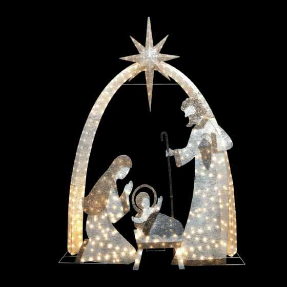 3D Tinsel Set Of Holy Family Nativity 500Led Λαμπ Θερμ Σταθερ Ανταπτ 4