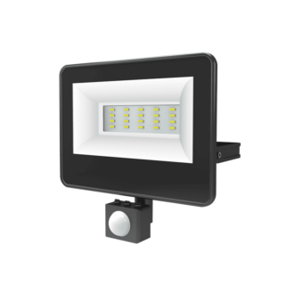 Black Sensor Led Smd Flood Luminaire Ip66 20W 4000K 2070Lm 230V Ac Ra80