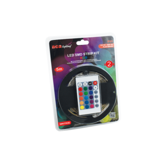 Led Smd Strip Kit 5M Ip65 Rgb With Remote Control & 12V Dc Plug Driver