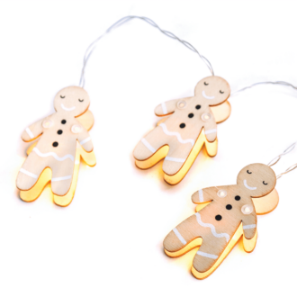 “Wooden String Lights (Gingerbread)” Μπισκοτο 10 Led Λαμπακ Σειρα Μπαταρ(2Xαα) Θερμο Λευκο Ip20